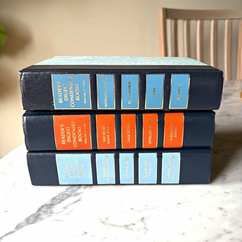Set of 3 Reader Digest Books Decorative Storage Box Floral Blue/Orange